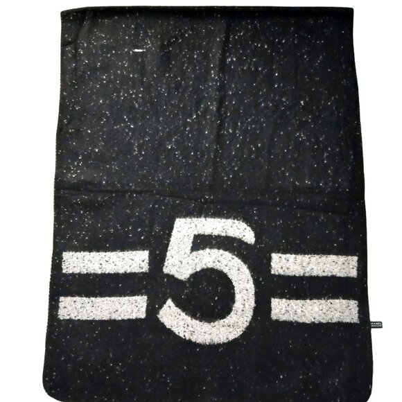 CHANEL No. 5 Vintage Black & Gray Reversible Blanket Wrap Shawl w/ CC Logo - Picture 2 of 13